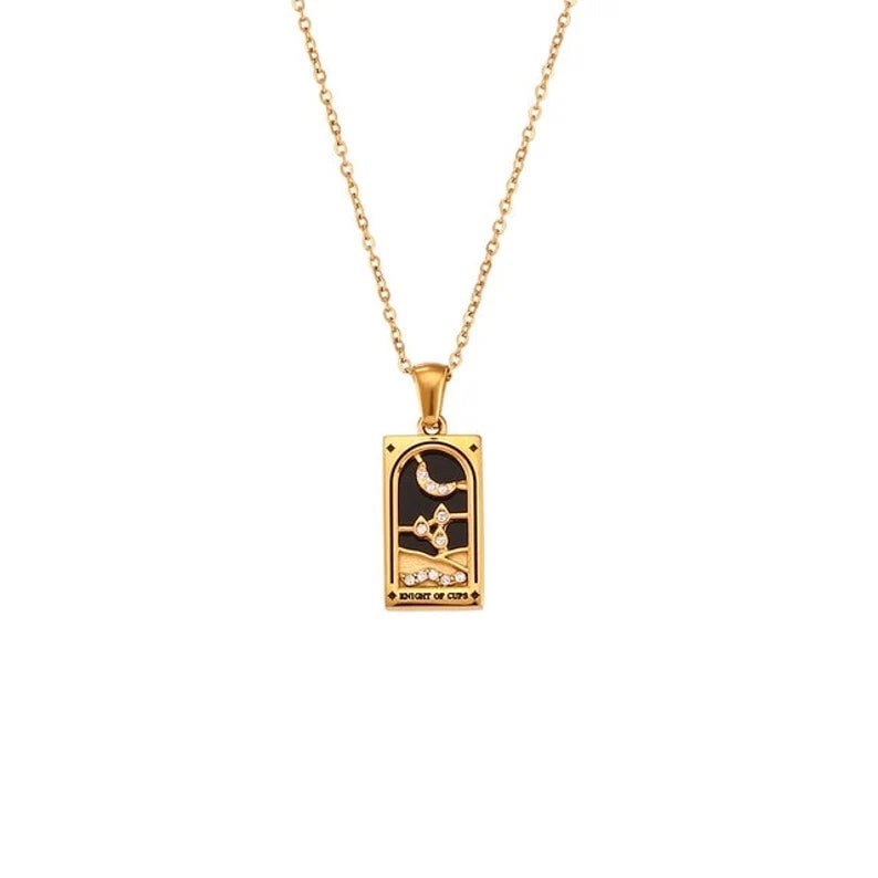 18k Gold Plated Colorful Tarot Necklace For Women - Ornaments Co - Knight Of Cups