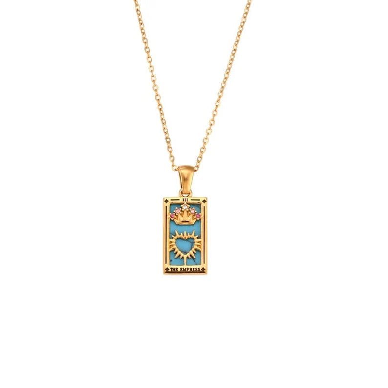 18k Gold Plated Colorful Tarot Necklace For Women - Ornaments Co - The Empress