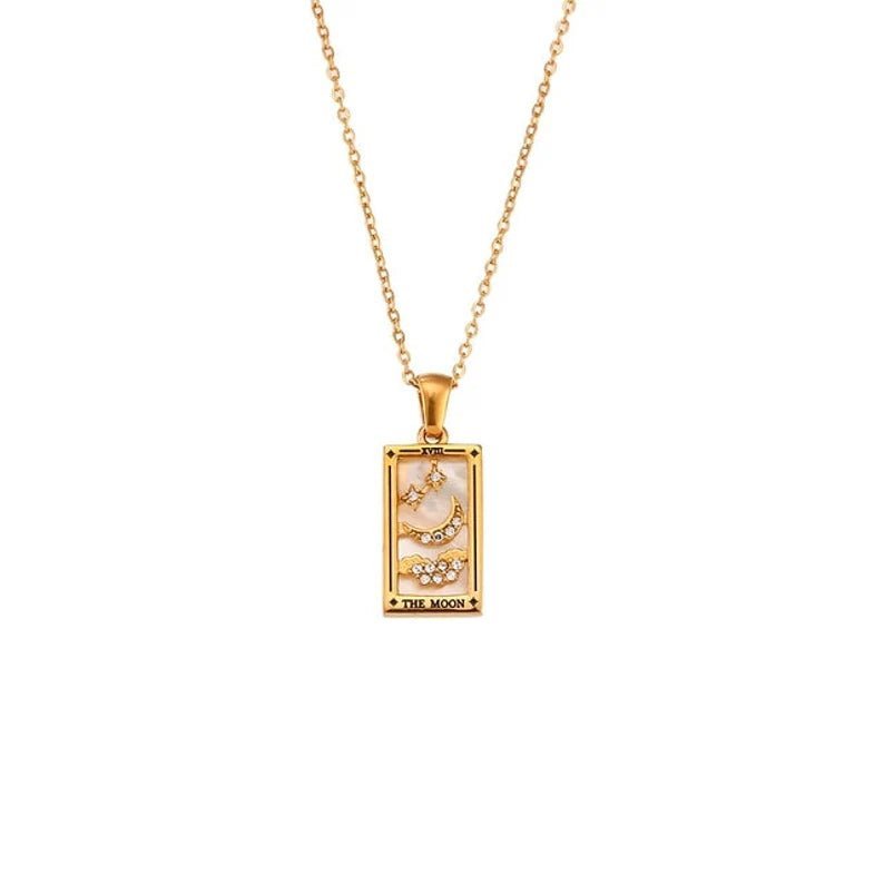 18k Gold Plated Colorful Tarot Necklace For Women - Ornaments Co - The Moon