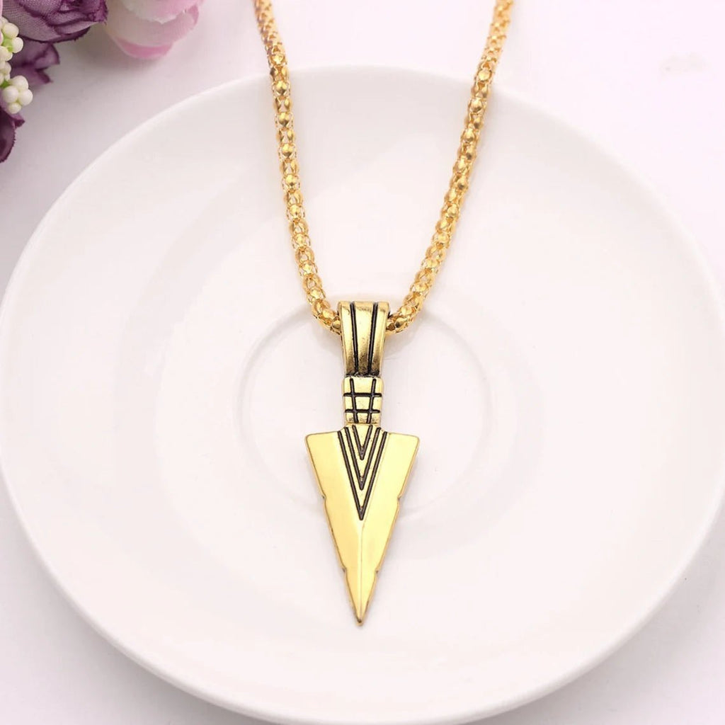 Arrow Head Pendant Rope Chain Necklace - Ornaments Co - 18K Gold Plated
