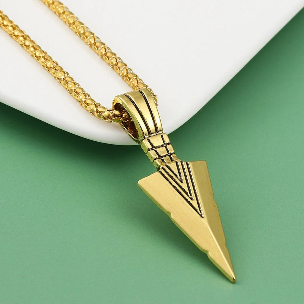 Arrow Head Pendant Rope Chain Necklace - Ornaments Co - 18K Gold Plated
