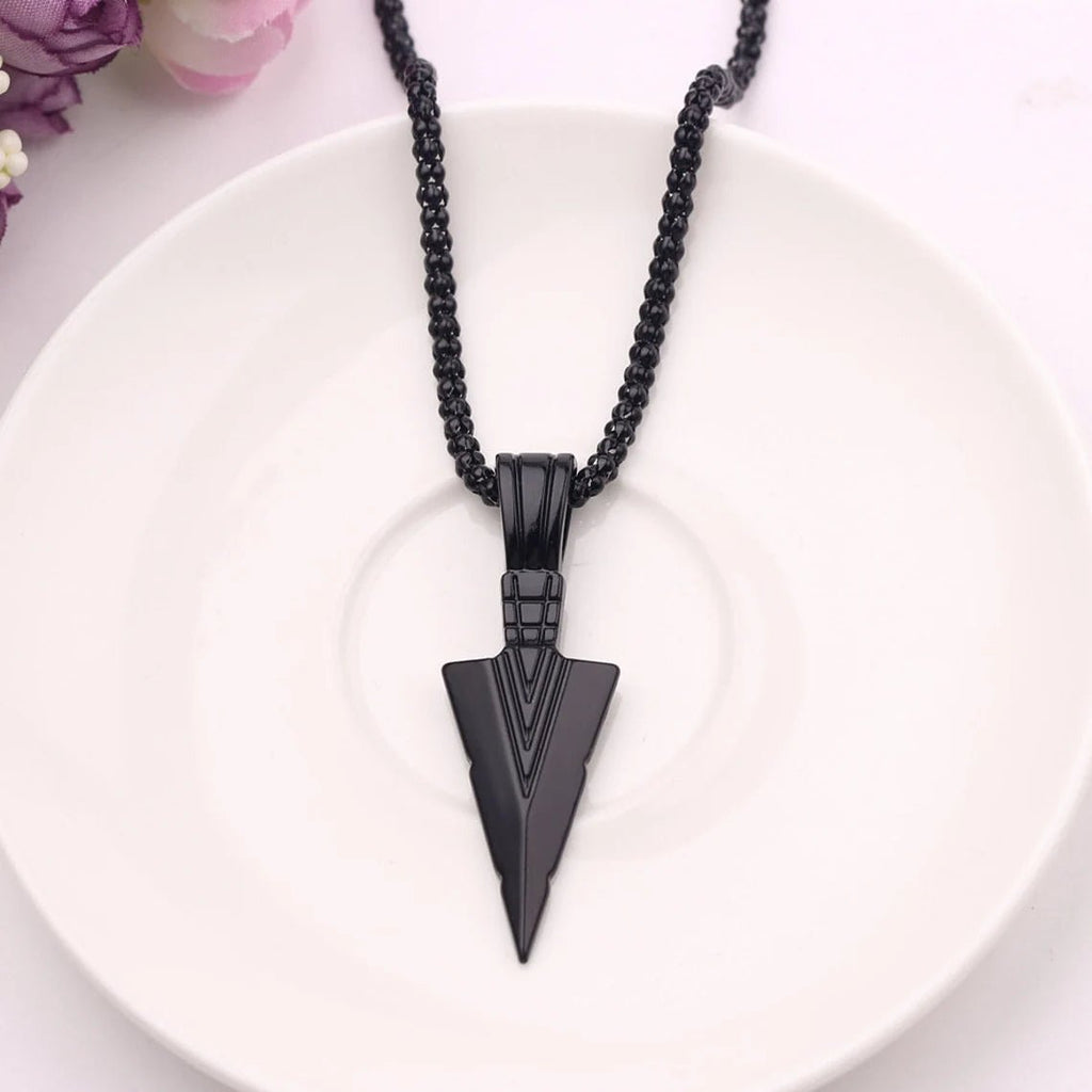 Arrow Head Pendant Rope Chain Necklace - Ornaments Co - Black