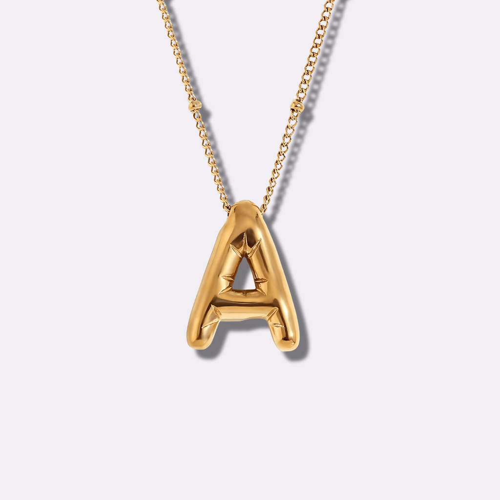 Balloon Bubble Initial Letter Necklace - Ornaments Co - 18K Gold Plated