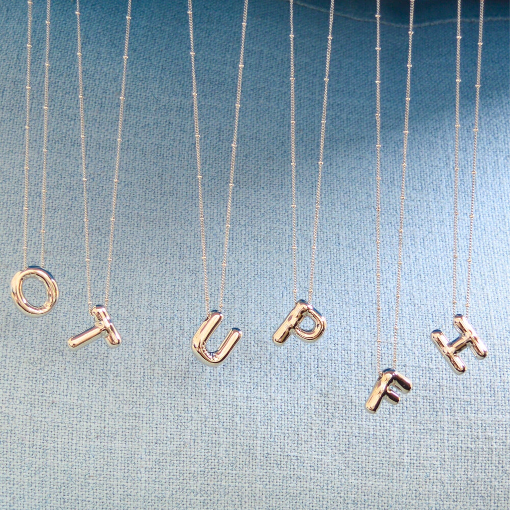 Balloon Bubble Initial Letter Necklace - Ornaments Co - 18K Gold Plated