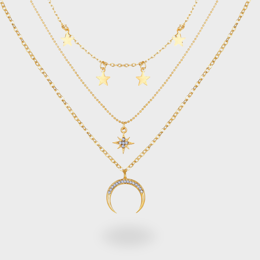 Choker Gold Star Pendant Layered Necklace Set For Women - Ornaments Co - 