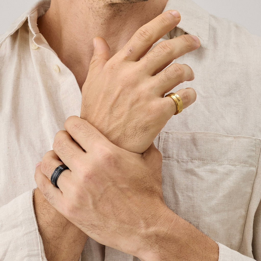 Custom Engraved Spinner Ring For Men - Ornaments Co - 18K Gold Plated