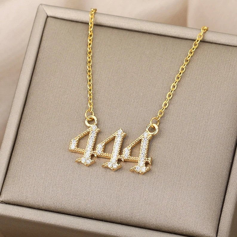Ladies Angel Number Pendant Chain Necklace - Ornaments Co - 18K Gold Plated
