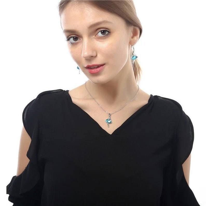 Ladies Dancing Girl Necklace and Earrings Jewelry Set - Ornaments Co - 