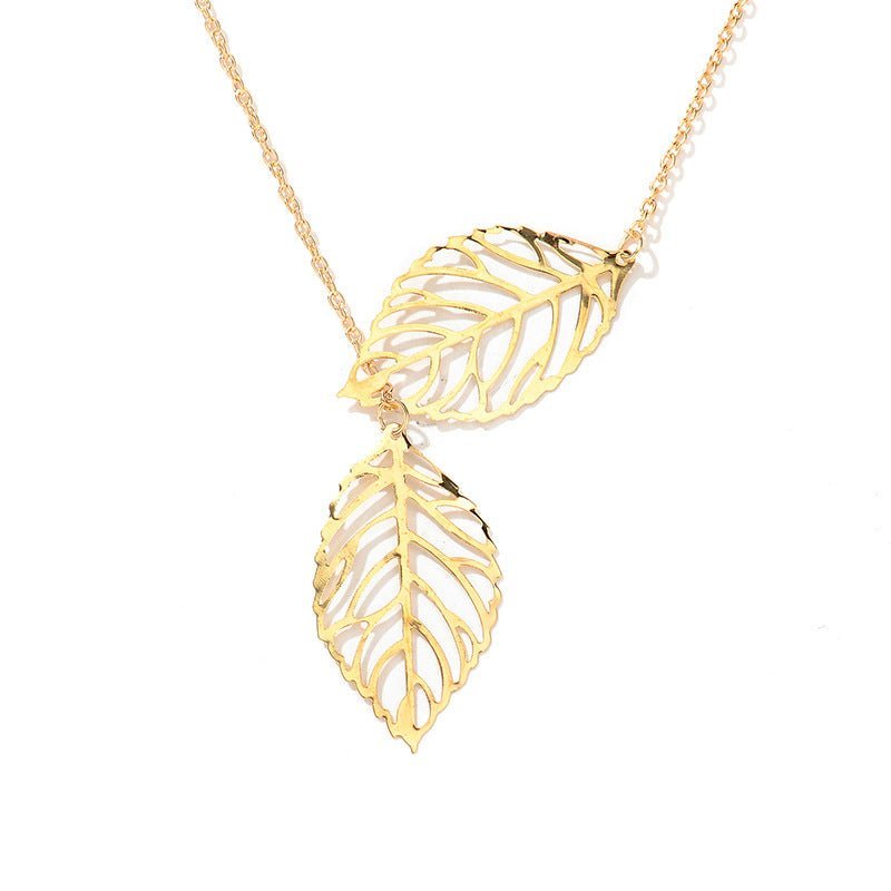 Ladies Leaf Pendant Chain Necklace - Ornaments Co - 18K Gold Plated