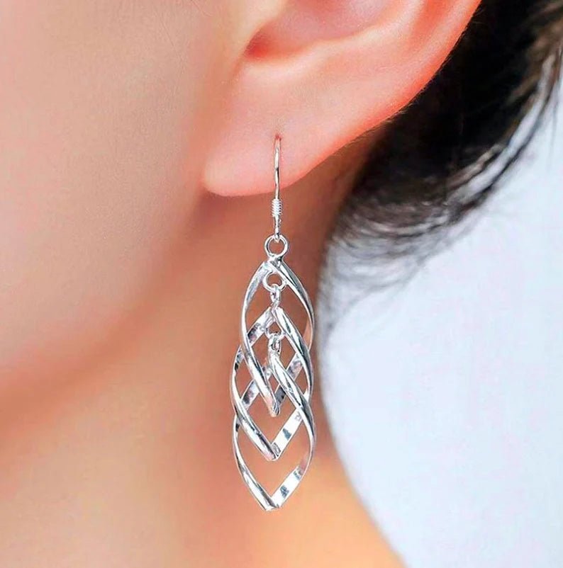 Ladies Silver Drop Wedding Earrings - Ornaments Co - 