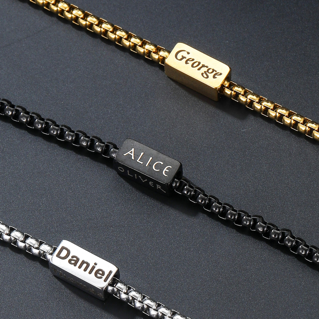 Men's Engraved Name Bracelet - Ornaments Co - 18K Gold Plated
