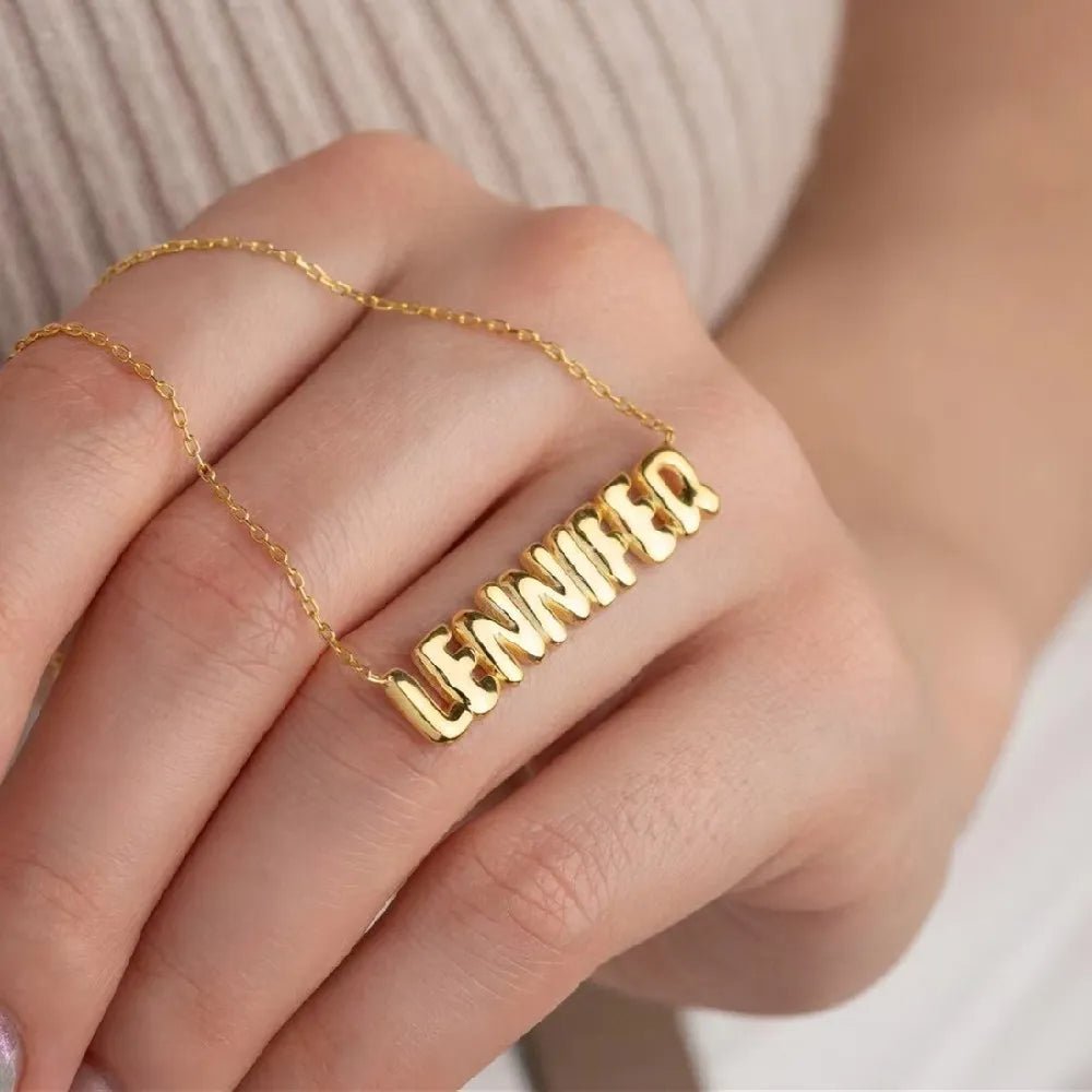 Olivia Bubble Name Necklace - Ornaments Co - 18K Gold Plated