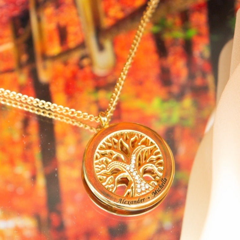Personalized Family Tree Necklace For Mom - Ornaments Co - 18K Gold Plated