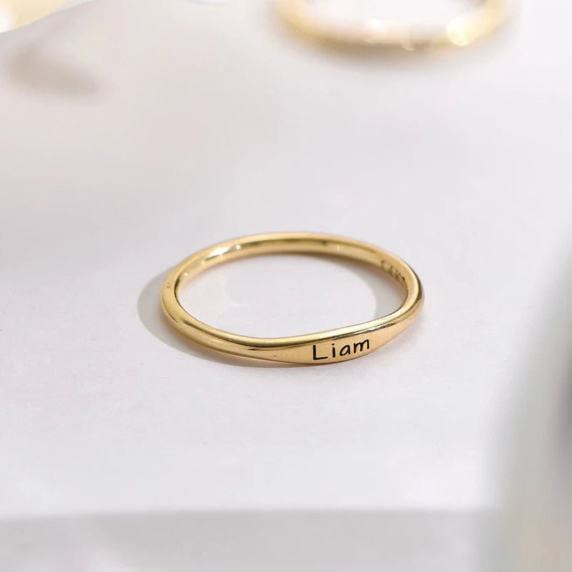 Personalized Gwen Thin Name Engraved Ring - Rings - Ornaments Co - Ornaments Co - Rose Gold - US 7 - 