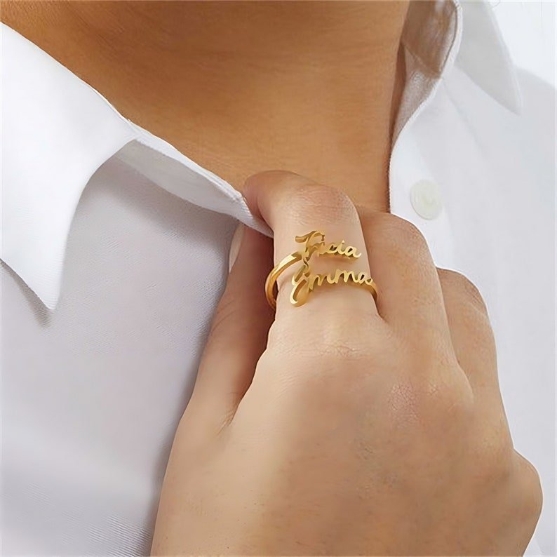 Personalized Text Name Ring for Men & Women - Ornaments Co - Gold
