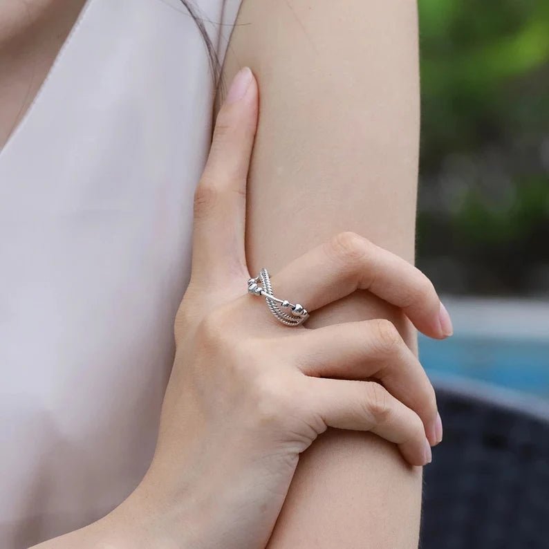 Silver Adjustable Complex Anxiety Bead Ring - Ornaments Co - Style 1