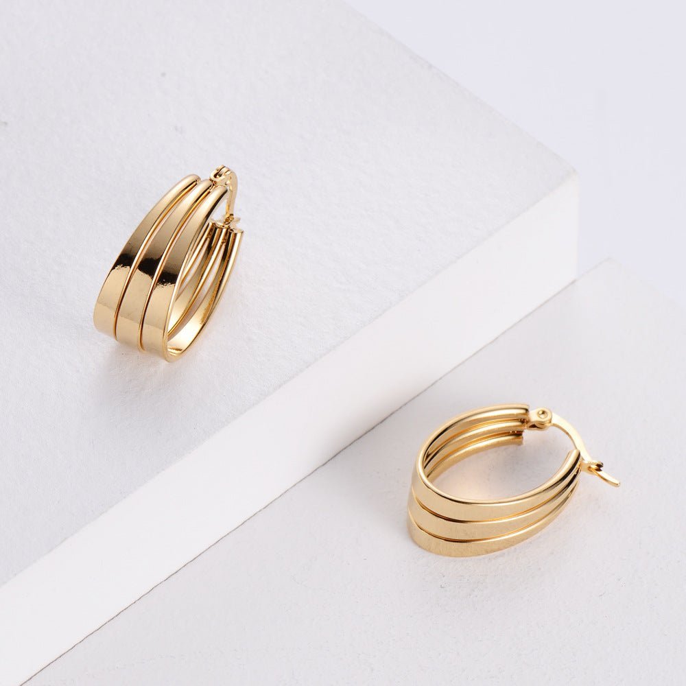 Three - Circle Twisted Ear buckle Earrings - Ornaments Co - 30 mm