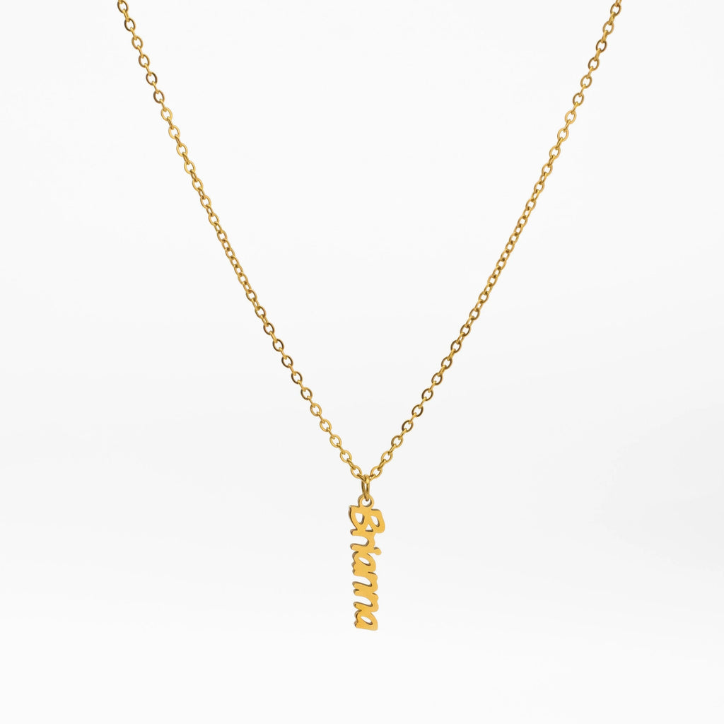 Vertical Name Necklaces for Women - Personalized Necklace - Ornaments Co - Ornaments Co - 18K Gold Plated - 1 - 14 Inch